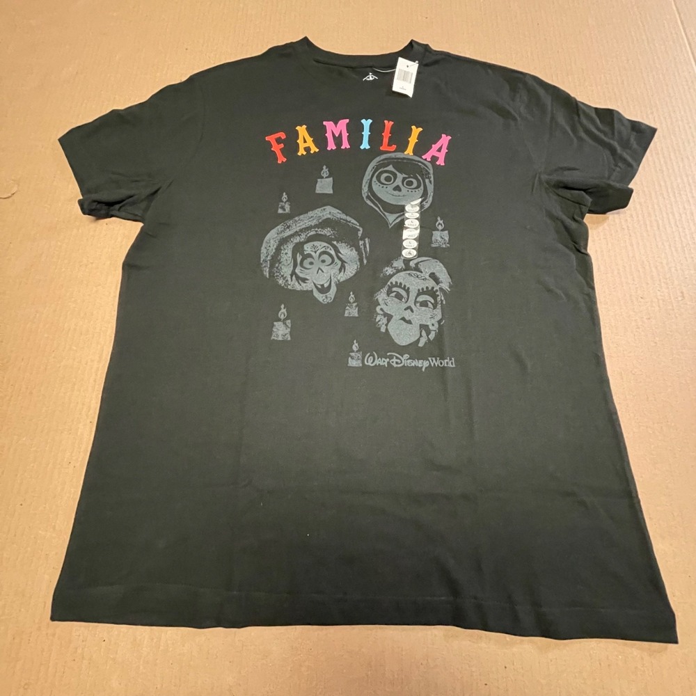 Disney Parks Coco Familia Black Graphic T-Shirt Adult Large L NWT Pixar 2025